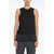 Sacai Pleated Chiffon Tank Top With Cut-Out Detail Black
