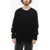 RAMAEL Crew Neck Mohair Blend Aran Pullover Black