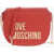 Moschino Love Faux Leather Crossbody Bag With Golden Details Red