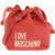 Moschino Love Faux Leather Bucket Bag With Golden Maxi Logo Red