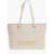 Moschino Love Faux Leather Tote Bag With Golden Embossed Maxi Logo Beige