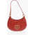 Moschino Love Crocodile Effect Faux Leather Hobo Bag With Golden Hear Red