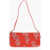 BY FAR Suede Dulce Rectangular Shoulder Bag With Crystals Red