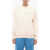 SPORTY & RICH Solid Color Crew-Neck Sweatshirt With Contrasting Print Beige