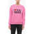 Versace Crew Neck I Love U But Brushed Cotton Sweatshirt Pink