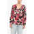 Dries Van Noten V-Neck Wool Pullover With Floral Pattern Pink
