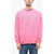 PACCBET Brushed Cotton Crew-Neck Sweatshirt With Contrasting Print Pink