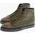 CORNELIANI Id Textured Leather Lace-Up High-Top Sneakers Green