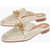 Tory Burch Woven Leather Mules With Metal Buckle Beige