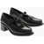 HEREU Leather Alber Loafer With Penny Toe And Buckle 4,5 Cm Black