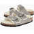 Birkenstock Suede Arizona Shearling Sandals With Fur Lining Gray