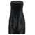 ROTATE Birger Christensen Mini Black Strapless Dress with Paillettes in Cotton Woman BLACK
