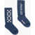 OFF-WHITE KIDS Ribbed Long Socks With Contrasting Logo Embroidery Blue