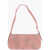 BY FAR Suede Dulce Rectangular Shoulder Bag With Crystals Pink