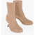 WANDLER Leather June Ankle Boots With Side Zip And Spool Heel 9Cm Beige