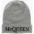 Alexander McQueen Solid Color Cashmere Beanie With Embroidered Logo Gray