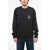 SPORTY & RICH Solid Color Crew-Neck Sweatshirt With Contrasting Print Black