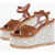 HAUS OF HONEY Leather Sandals With Rhinestones Embelished Wedge 13 Cm Brown