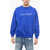 PACCBET Brushed Cotton Crew-Neck Sweatshirt With Contrasting Print Blue