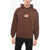 PACCBET Brushed Cotton Hoodie With Contrasting Patch Brown