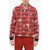 424 Paisley Patterned Quilted Jacket With Front Zip Red