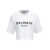 Balmain White Cropped T-Shirt with Contrasting Logo Print in Cotton Woman WHITE
