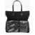 Versace La Greca Patterned Handbag With Leather Detailing Black