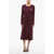 MAISON KITSUNÉ Solid Color Crew-Neck Dress With Fox Embroidery Burgundy