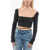 ANOUKI Solid Color Square Neck Crop Top With Removable Glittery Str Black