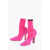 Vetements Velvet Sock Ankle Boots With Square Toe Heel 11.5Cm Pink