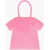 MSGM Glossy Handbag With T-Shirt Design And Removable Shoulder St Pink