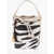MCM Animal Motif Textured Leather Bucket Bag Black & White