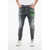 DSQUARED2 Distressed Relax Long Crotch Denims With Floral Print 16Cm Black