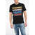 DSQUARED2 Crewneck Color Wave T-Shirt With Multicolored Lettering Black