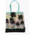 Palm Angels Patterned Green Sunset Shopper Bag With Leather Trims Multicolor