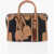 Gucci Leather And Fabric Bowler Bag With Golden Gg Monogram And Re Brown