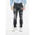 DSQUARED2 Slim Fit Distressed Denims With Leather Patches 17Cm Black