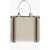 Roger Vivier Canvas Tote Bag With Leather Trims And Embossed Logo Beige