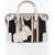 Gucci Leather And Fabric Bowler Bag With Golden Gg Monogram And Re Black & White
