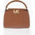 Michael Kors Michael Textured Leather Karlie Handbag With Golden Details Brown