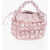BY FAR Solid Color Leather And Chenille Cass Bucket Bag Pink