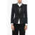 Les Hommes Single Breasted Blazer With Leather Chest-Piece Black