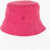 RUSLAN BAGINSKIY Solid Color Straw Bucket Hat With Embossed Monogram Pink