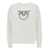 Pinko White Crewneck Sweatshirt with Rhinestone Love Birds Detail in Cotton Woman WHITE