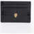 Alexander McQueen Crocodile Effect Patent Leather Card Holder With Golden Skul Black