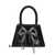 Self-Portrait Micro Black Handbag with All-Over Rhinestone and Bow in Tech Fabric Woman BLACK