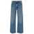 MOTHER 'The Doudger' Light Blue Straight Jeans with Logo Label in Cotton Denim Woman BLU