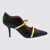 MALONE SOULIERS MALONE SOULIERS BLACK AND GOLD LEATHER MAUREEN PUMPS BLACK