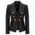 Balmain Balmain Double-Breasted Leather Blazer Black