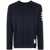 Thom Browne Thom Browne Long Sleeve Tee With 4 Bar Stripe In Milano Cotton Clothing BLUE
